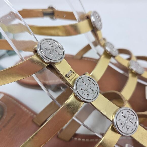 TORY BURCH Alexis Metallic Gladiator Ankle Strap Sandals - Picture 3 of 12